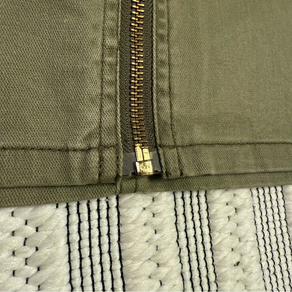 H&M Army Green Jean Mini Skirt, High Waist, Gold Zipper Details + Pockets, 12 - Picture 8 of 14
